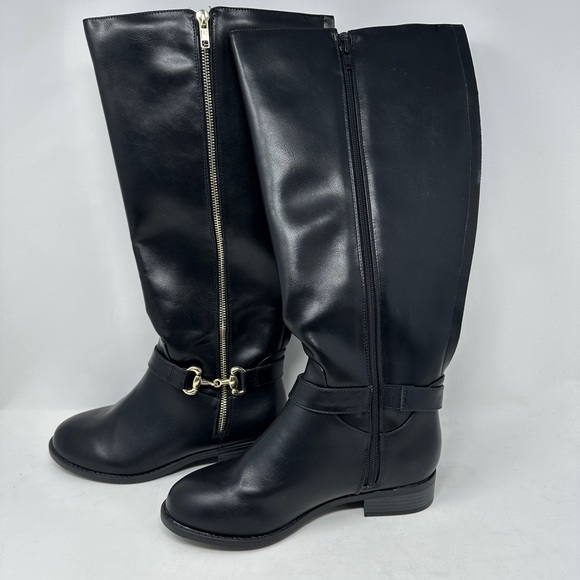 Thalia Sodi Women’s Vigi Zip Faux Leather Wide Calf Riding Boots Black 7.5 W NIB - Picture 3 of 10